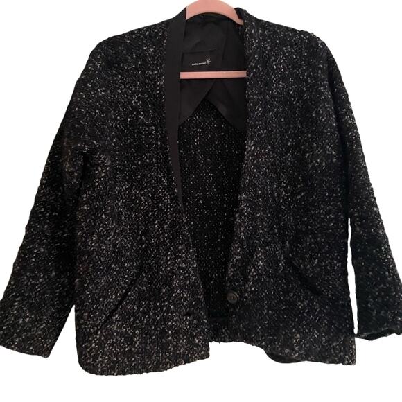 Isabel Marant M Loop‑Bouclé Wool Cardigan | Black /White Knit - Picture 3 of 7